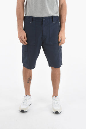 Cotton SEERSUKER Cargo Shorts with Logoed Buttons