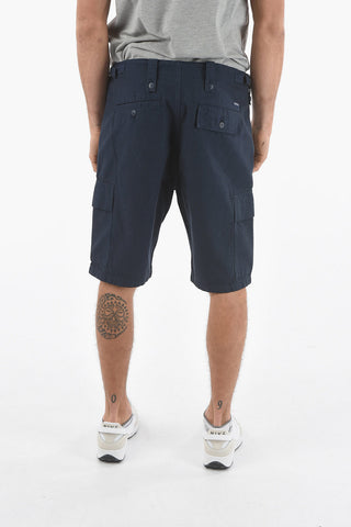 Cotton SEERSUKER Cargo Shorts with Logoed Buttons