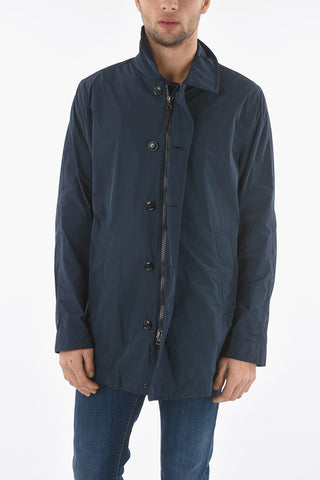 Contrasting Buttons Nylon CLUB Balmacaan Coat