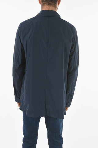 Contrasting Buttons Nylon CLUB Balmacaan Coat