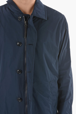 Contrasting Buttons Nylon CLUB Balmacaan Coat