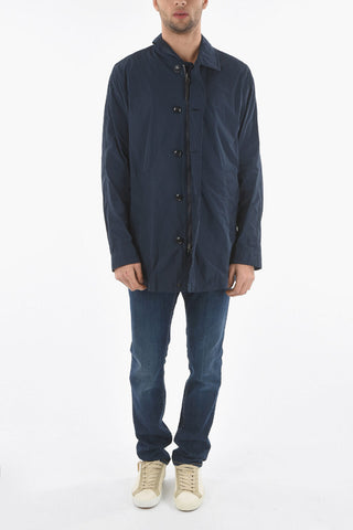 Contrasting Buttons Nylon CLUB Balmacaan Coat