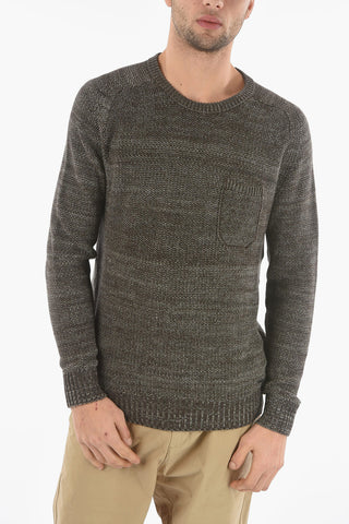 Cotton Crew-neck Sweater with Breast Pocket