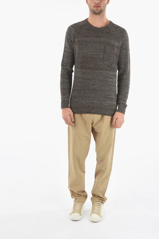 Cotton Crew-neck Sweater with Breast Pocket
