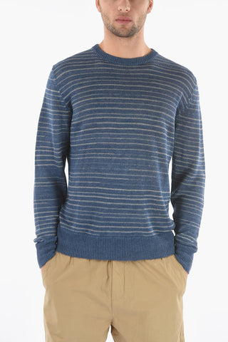 Awning Striped Linen Crew-Neck Sweater