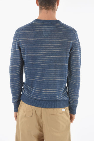 Awning Striped Linen Crew-Neck Sweater