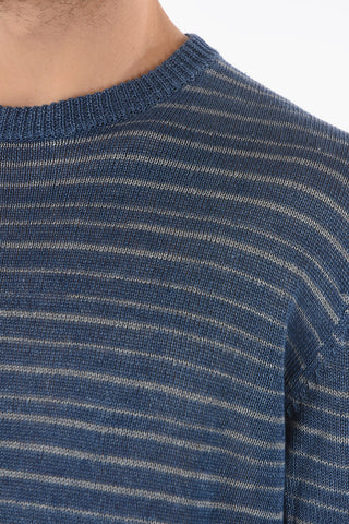 Awning Striped Linen Crew-Neck Sweater