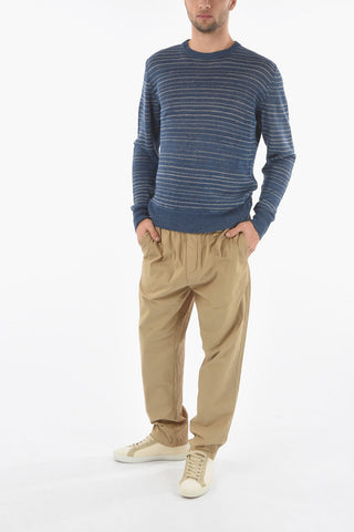 Awning Striped Linen Crew-Neck Sweater