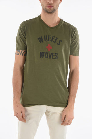 PENN-RICH Cotton CROSS Crew-Neck T-shirt with Print on the Front