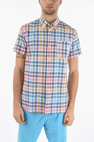 Camicia a Quadri Plaid Button-Down con Taschino