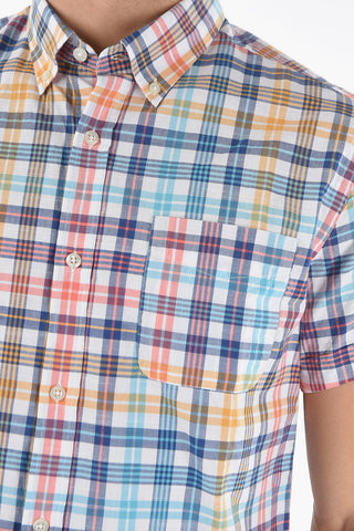 Camicia a Quadri Plaid Button-Down con Taschino