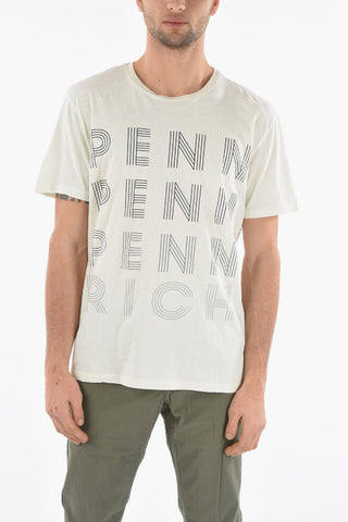 PENN-RICH Repeated Logo Front STREET Crew-Neck T-shirt