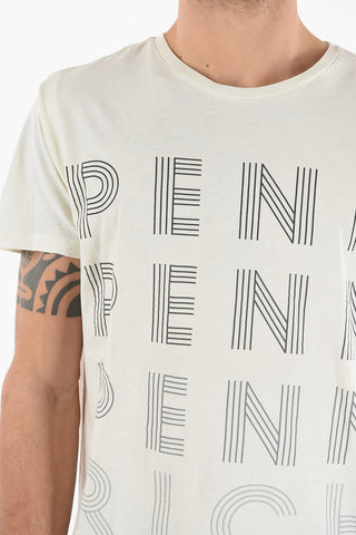 PENN-RICH Repeated Logo Front STREET Crew-Neck T-shirt