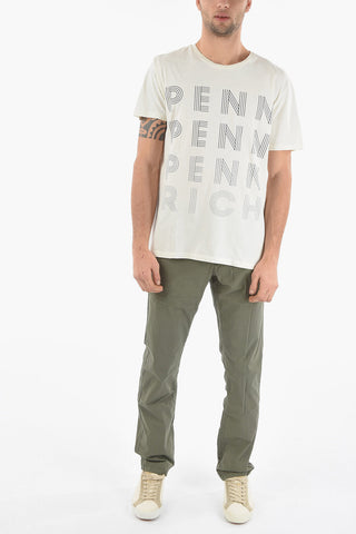 PENN-RICH Repeated Logo Front STREET Crew-Neck T-shirt