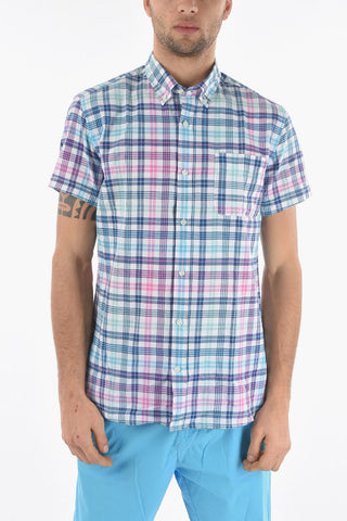 Camicia a Quadri Plaid Button-Down con Taschino
