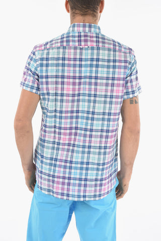 Camicia a Quadri Plaid Button-Down con Taschino