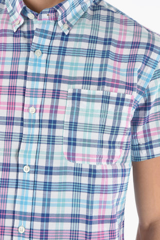 Camicia a Quadri Plaid Button-Down con Taschino