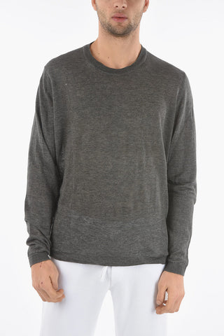 Solid Color Flax Crew-neck Sweater