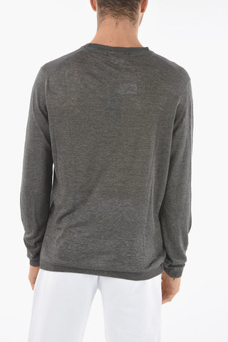 Solid Color Flax Crew-neck Sweater