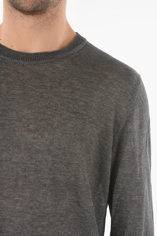 Solid Color Flax Crew-neck Sweater