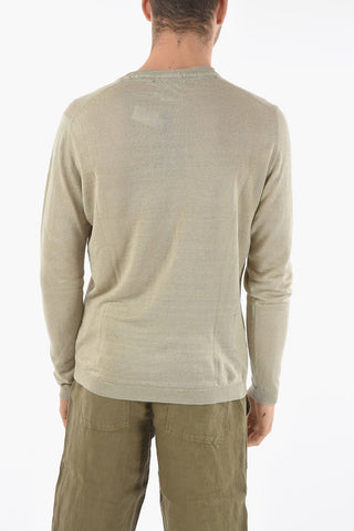 Solid Color Lightweight Linen Crew-Neck Sweater
