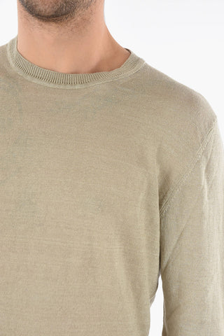 Solid Color Lightweight Linen Crew-Neck Sweater