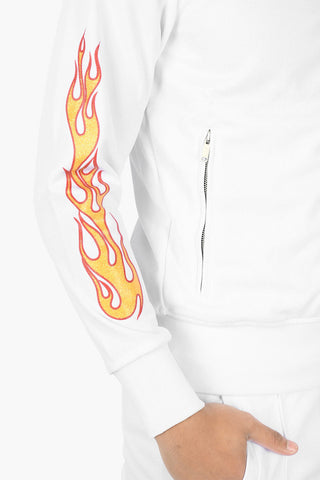 Glittered Print EXCL FLAMES TRACK Zipped Sweatshirt