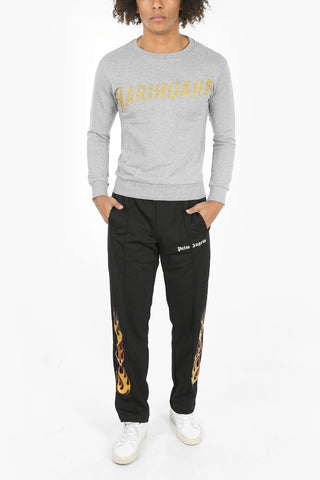 Glittered Print MARIHUANA Crewneck Sweatshirt