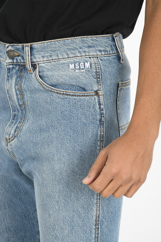 5 Pocket Light Wash Straight Fit Denims