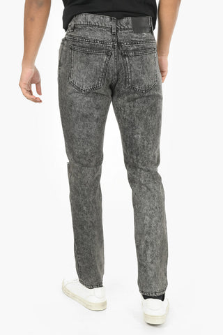 5 Pocket Printed Logo Stone Washed Denims