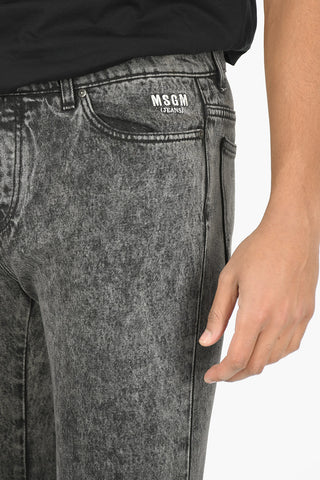 5 Pocket Printed Logo Stone Washed Denims