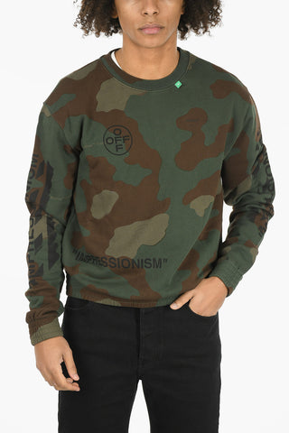 Felpa Girocollo In Cotone Garzato DIAG STENCIL Camouflage Con Fondo Elasticizzato