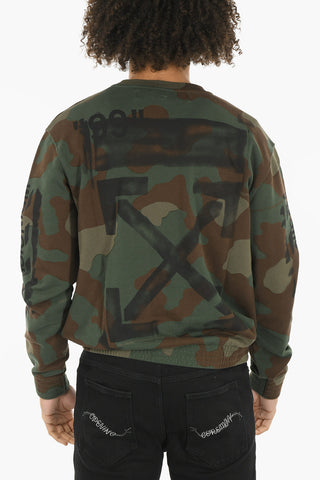 Felpa Girocollo In Cotone Garzato DIAG STENCIL Camouflage Con Fondo Elasticizzato