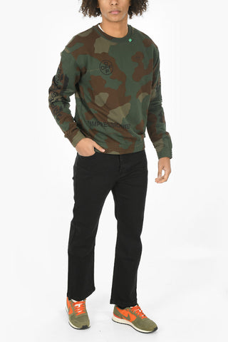 Felpa Girocollo In Cotone Garzato DIAG STENCIL Camouflage Con Fondo Elasticizzato