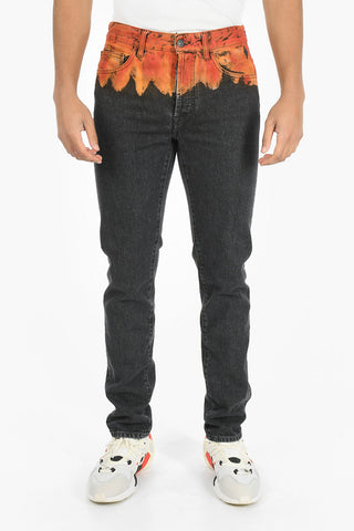 Printed BLEACH FLAMES Slim Fit Jeans