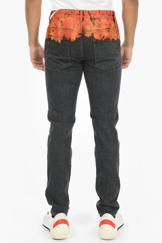 Printed BLEACH FLAMES Slim Fit Jeans