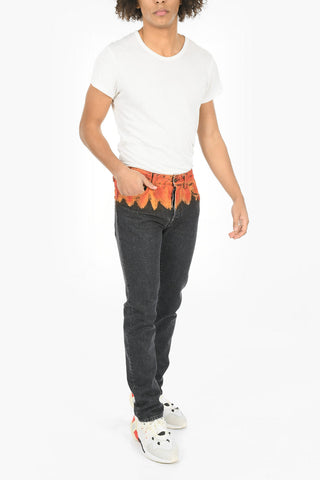 Printed BLEACH FLAMES Slim Fit Jeans