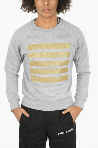 Glittered Print FIVE STRIPE Crewneck Sweatshirt