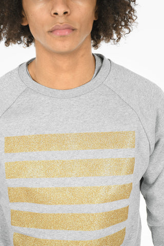 Glittered Print FIVE STRIPE Crewneck Sweatshirt