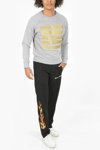 Glittered Print FIVE STRIPE Crewneck Sweatshirt