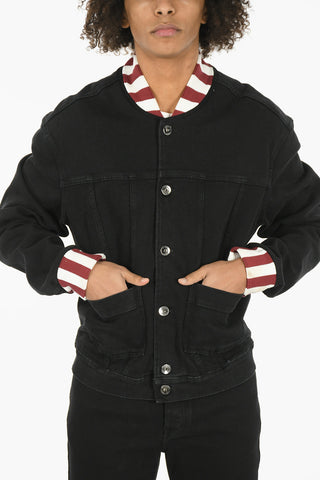 Striped Collar BOXLOGO Denim Jacket