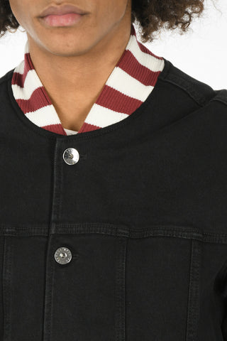 Striped Collar BOXLOGO Denim Jacket
