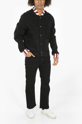 Striped Collar BOXLOGO Denim Jacket