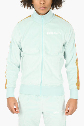 Felpa In Velluto CHENILLE TRACK Con Zip E Bande A Contrasto