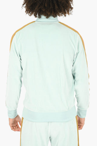 Felpa In Velluto CHENILLE TRACK Con Zip E Bande A Contrasto