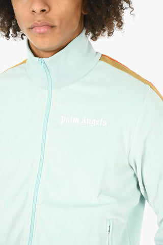 Felpa In Velluto CHENILLE TRACK Con Zip E Bande A Contrasto