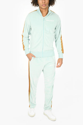 Felpa In Velluto CHENILLE TRACK Con Zip E Bande A Contrasto
