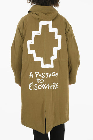 Printed Padded TEMPERA SCRIPT Parka With Drawstrings