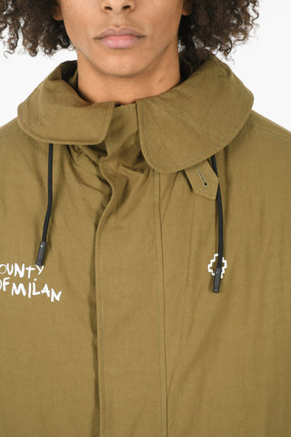 Printed Padded TEMPERA SCRIPT Parka With Drawstrings
