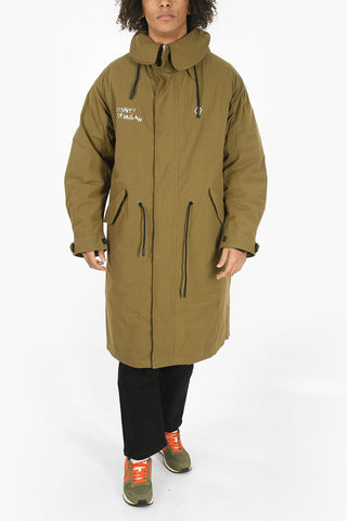 Printed Padded TEMPERA SCRIPT Parka With Drawstrings